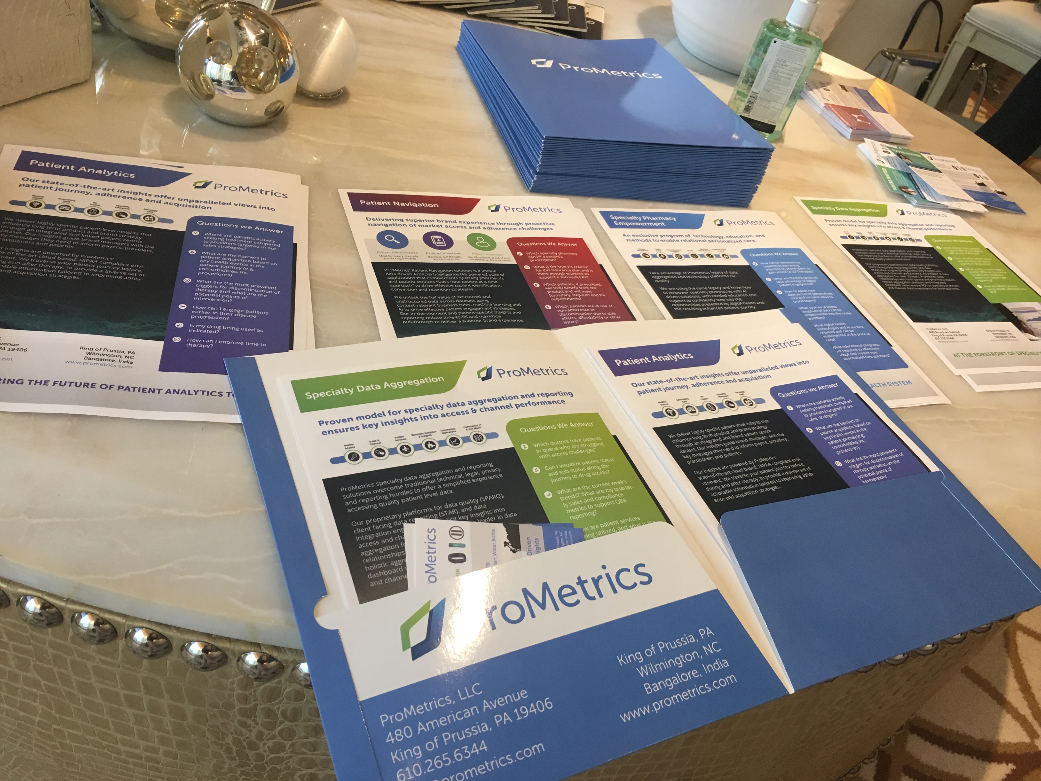 Printed collateral: folder, sell sheets, and cards